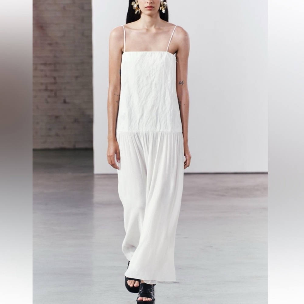 Zara Cream Spaghetti Strap Dress